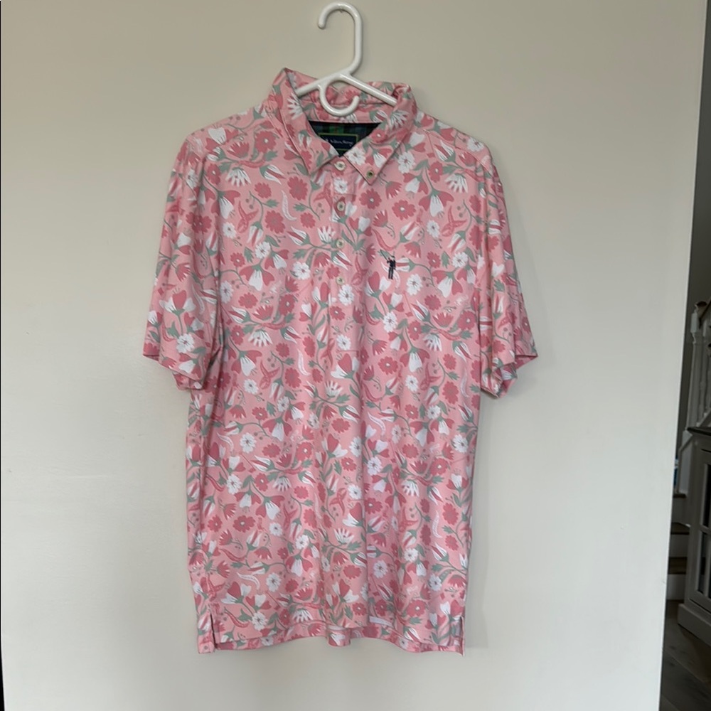 William Murray Golf Men's Pink Floral Polo Shirt size large